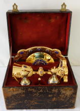 French antique solid silver gilt Gothic Chapel Set